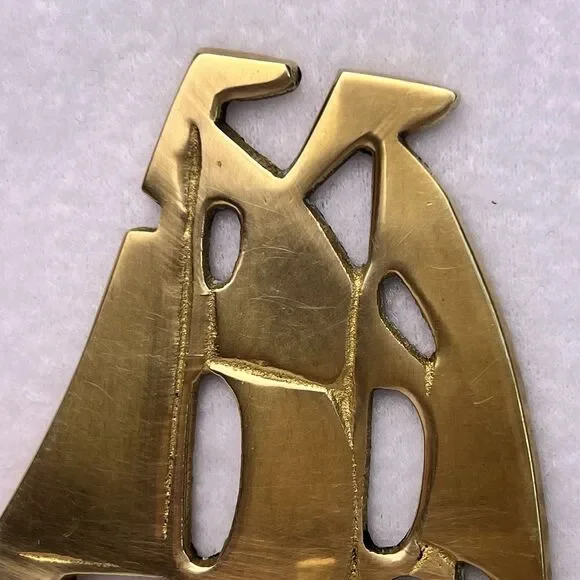 Vintage Brass Sailboat Wall Hooks Set of 2 Nautical Coastal Decor Gold - Picture 6 of 11